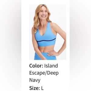All Day Everyday Sports Bra - NWOT Fabletics L Light blue + Navy